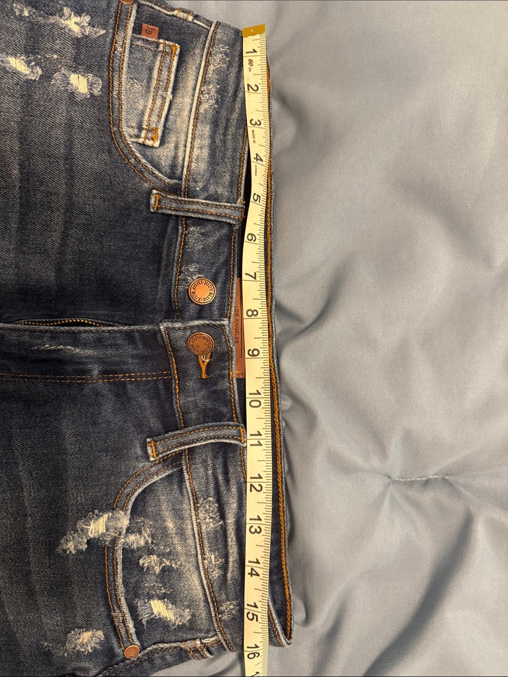 Judy Blue Distressed Frayed Hem Jean Shorts - Blue Wash - Picture 6 of 6